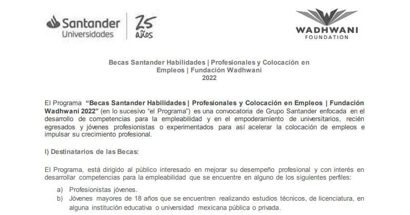 Becas Santander - Habilidades Profesionales / Languaje English Courses